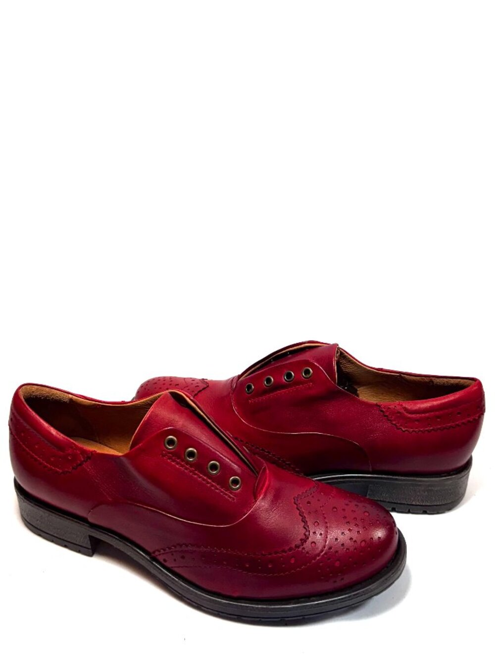 MIZ MOOZ LEATHER LACELESS OXFORD SHOES RED 37EU / 7US NEW # T-266